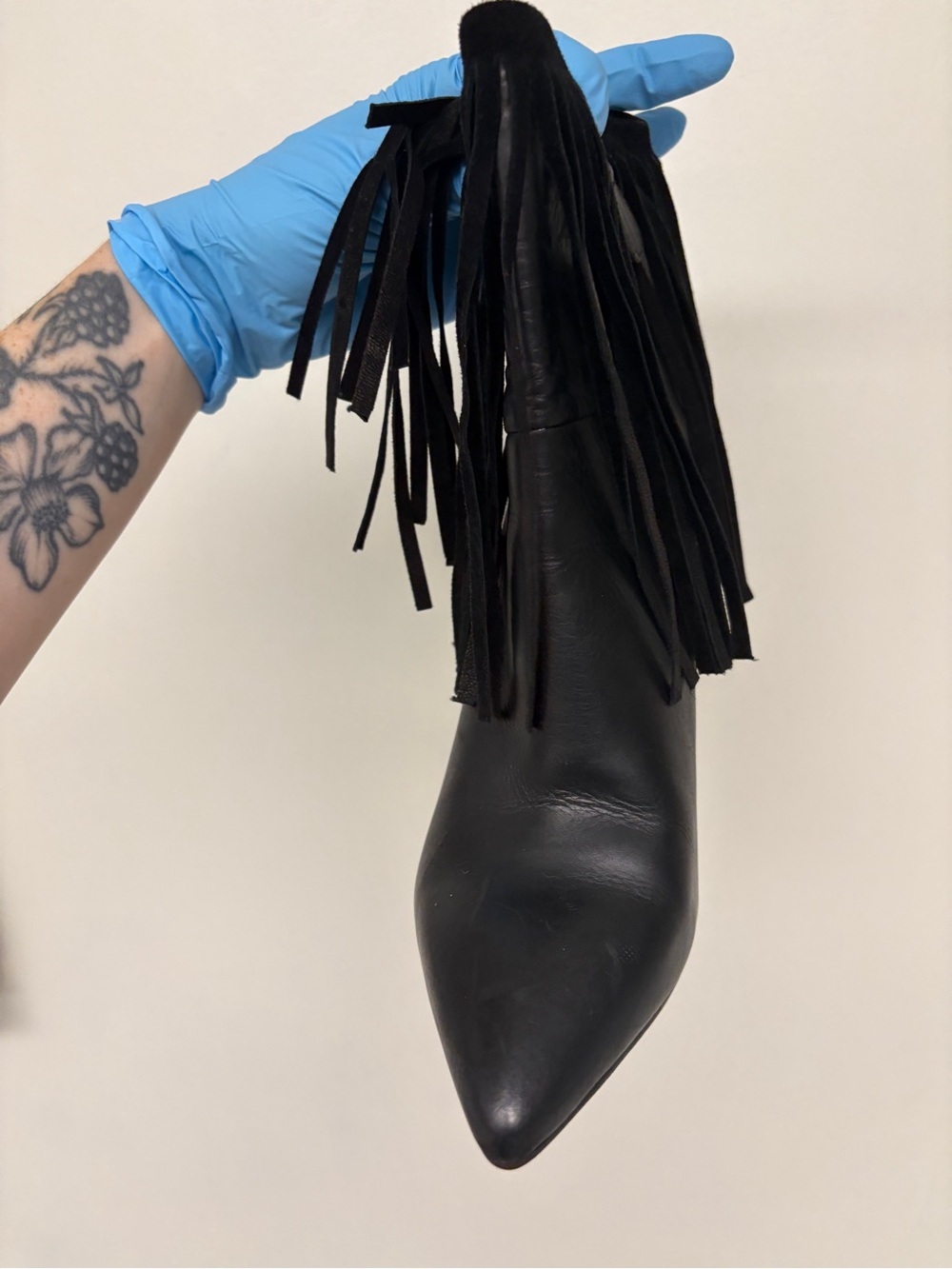 BB.GG Italy Fringed Leather Heeled Booties size 6 - Picture 7 of 13
